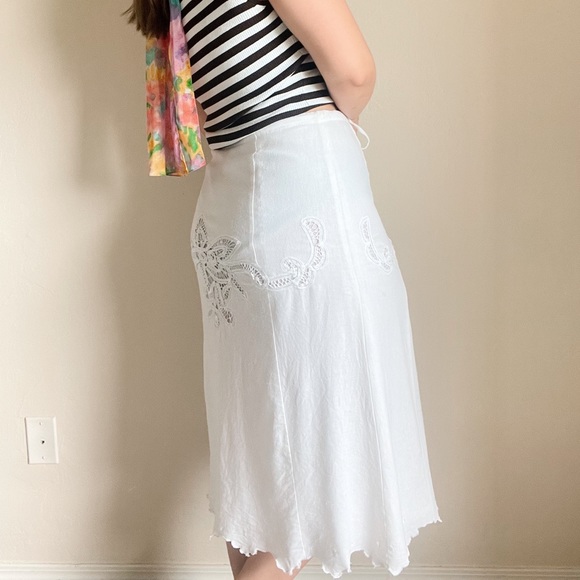 white linen midi skirt - Picture 3 of 5